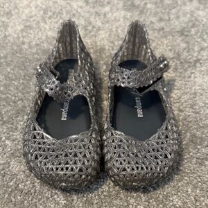 Mini Melissa Campana Glittery Gray Dress Shoes